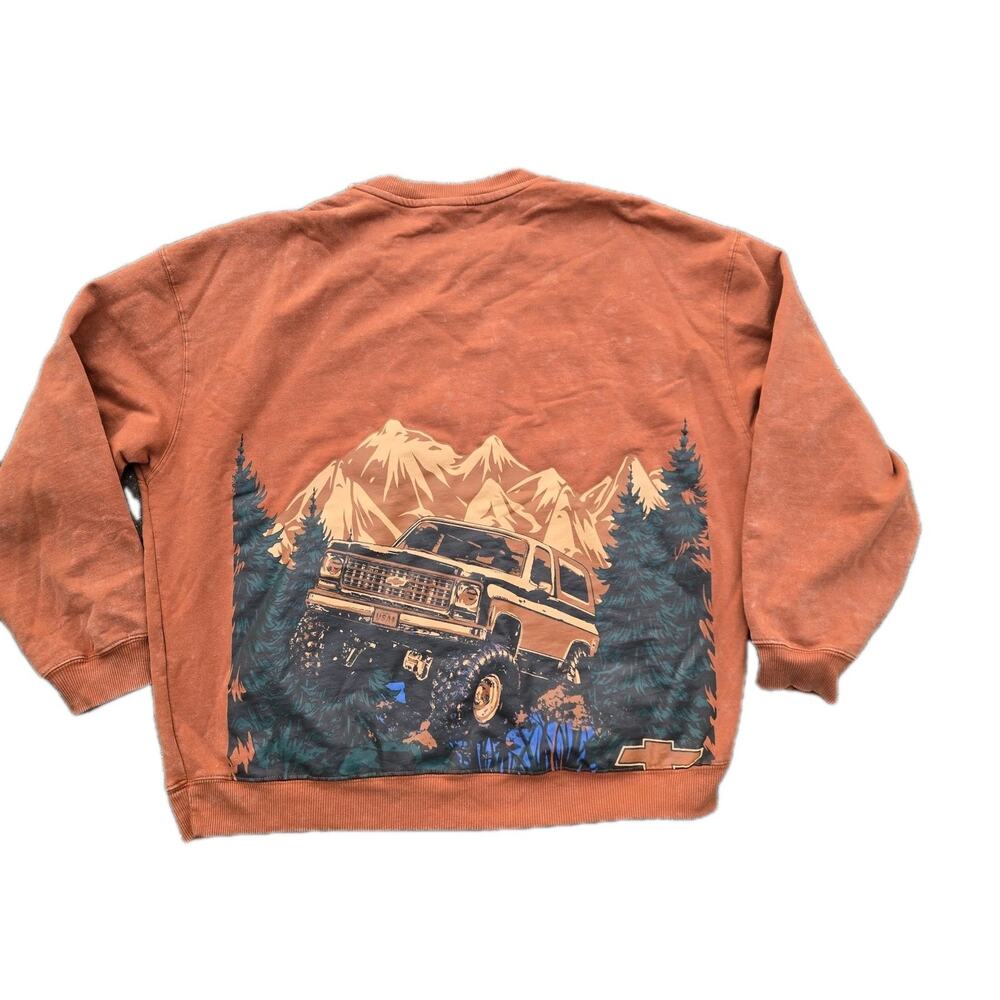 General Motors 2X Crewneck Sweatshirt Chevy Graphic Truck Long‎ Sleeve Unisex